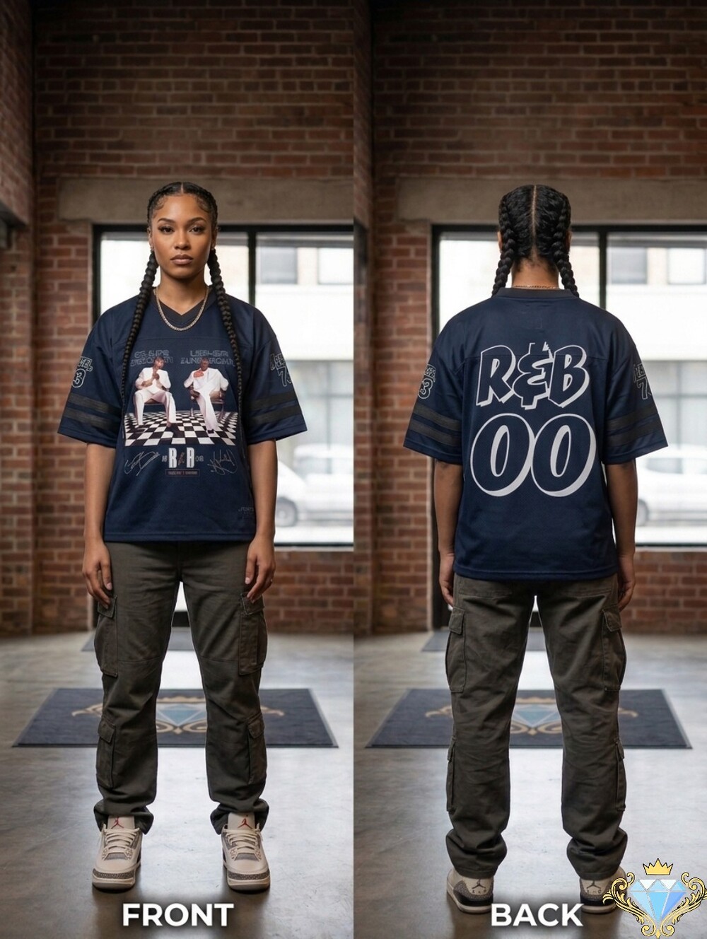 Custom R&B Tour Concert Jersey – Hollister Unisex Baggy Crop Fit (L) Navy Blue